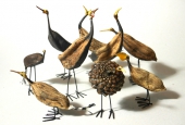 Vogel Skulptur Set aus Samenkapseln